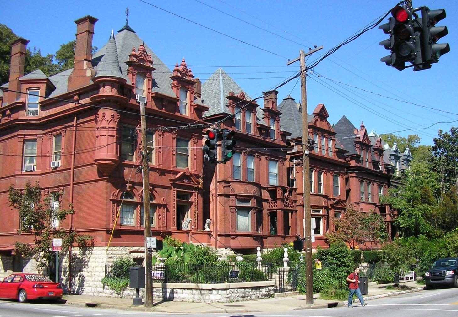 Historic Victorian rowhouses in Old Louisville, Kentucky